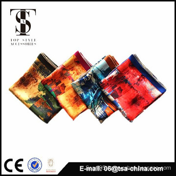 Factory wholesale high quality digital print 90*90 silk scarf